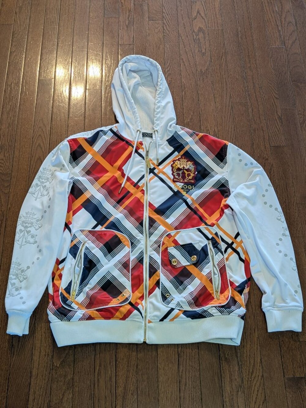 Y2K COOGI Embroidered Full Zip Hoodie- Size XL